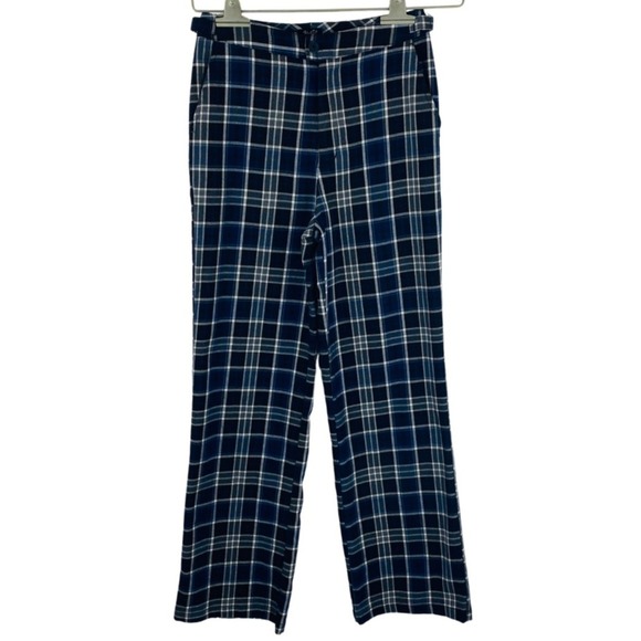 Brandy Melville Pants - Brandy Melville Blue Black Plaid Pants High Waisted Wide Leg John Galt Academia‎